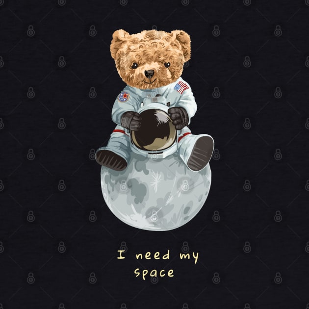 Bear in a space suit, sitting on the moon by stark.shop